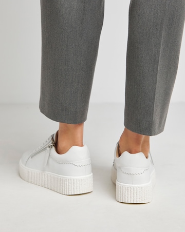 Quincy Side Zip Leather Trainer - Extra Wide Fit (EEE)