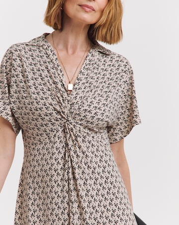 Short Sleeve Twist Front Dress