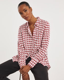 Polka Dot Dipped Back Viscose Shirt