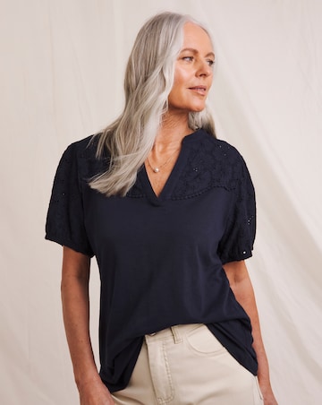 Julipa Pure Cotton Broderie Jersey Top