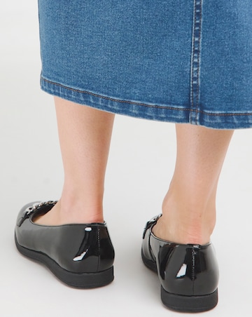 Heavenly Soles Marilyn Chain Trim Ballerina Wide E Fit