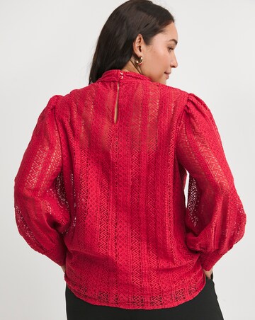 Scarlet Long Sleeve High Neck Lace Top