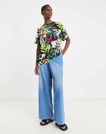 Woven Crepe Short Sleeve Boxy Top