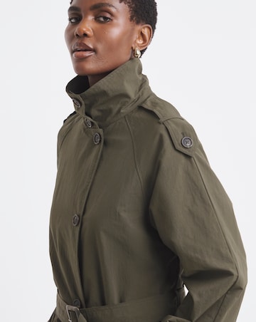 Khaki Funnel Neck Trench Coat