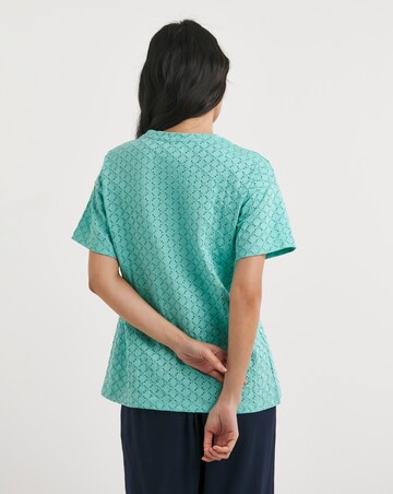 Julipa Pure Cotton Broderie V-Neck T-Shirt
