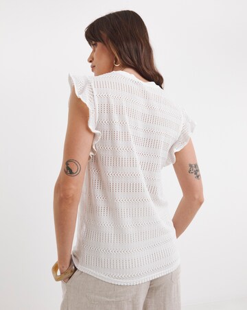 White Frill Sleeve Top