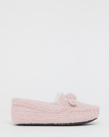 Judy Knitted Moccasin Slippers - Wide Fit (E)