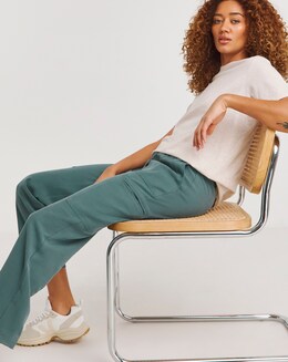 Dark Green Soft Pull On Utility Trousers