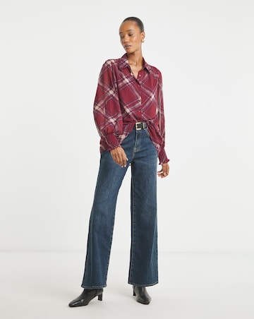 Printed Georgette Volume Sleeve Shirred Cuff Shirt