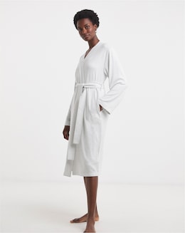 Lightweight Dressing Gown Grey Marl Stripe