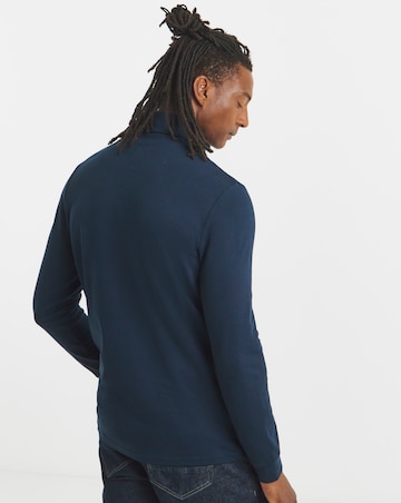 Long Sleeve Jersey Roll Neck Long Length- Navy