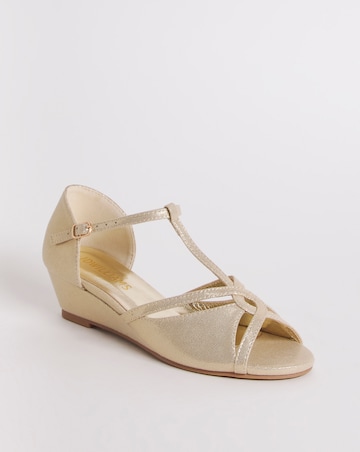 Closed Back T Bar Wedge Occasion Sandal - Wide Fit (E)