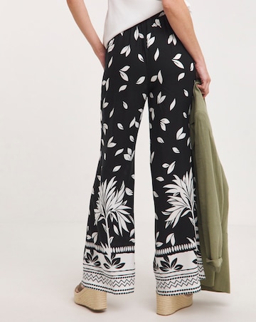 Spun Viscose Broder Print Wide Leg Trousers