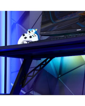 X Rocker Lumio Compact Gaming Desk with 3-Sided App-Controlled LED Lighting