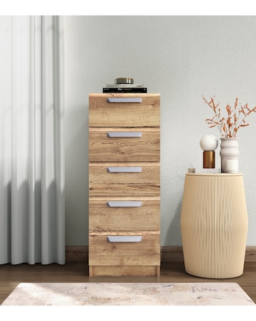 Lugo Ready Assembled 5 Drawer Tallboy Chest