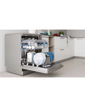 Indesit D2F HK26 S UK Full Size Dishwasher 14 Place Settings Silver + Install