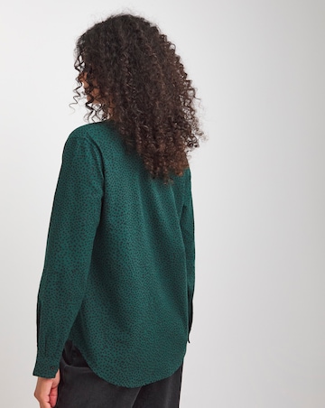 Printed Brushed Cotton V Neck Long Sleeve Blouse
