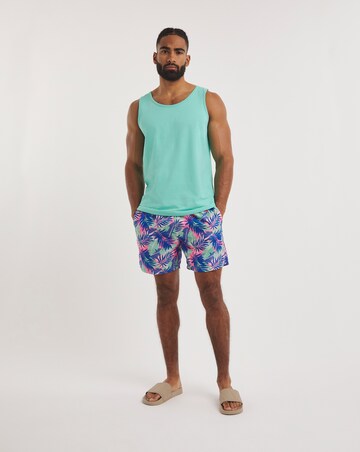 Tropical Leaf Print Swim Short