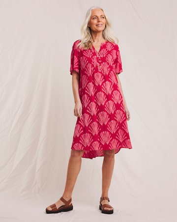 Julipa Printed Textured Crinkle Shift Dress