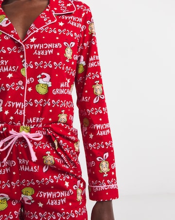 Grinch Christmas Button Through Cotton Pyjama Set