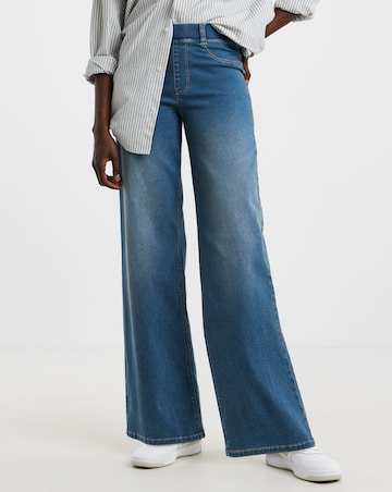 Mid Blue Stretch Wide Leg Jeggings