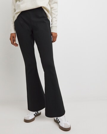 Black Flared Ponte Jersey Pull On Trouser