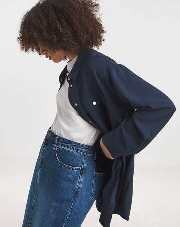 Deep Navy Tie Waist Overshirt