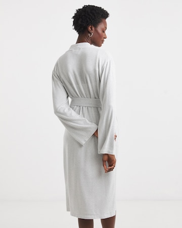 Lightweight Dressing Gown Grey Marl Stripe