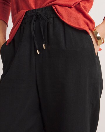 Anthology Linen Mix Black Barrel Leg Trousers