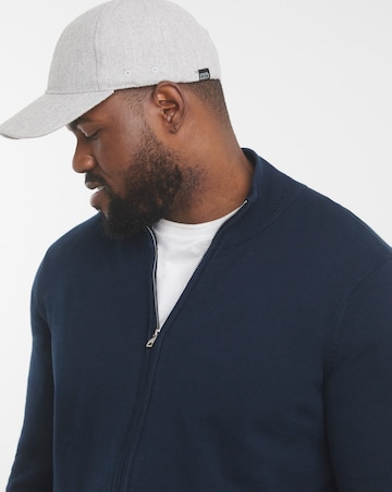 Dark Navy Zip Through Funnel Neck Knit Cardigan