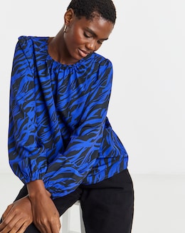 Printed Woven Raglan Sleeve Blouse