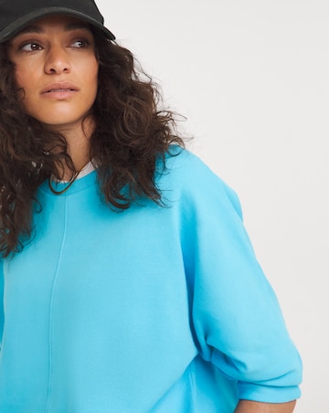 Turquoise 3/4 Sleeve Longline Sweatshirt
