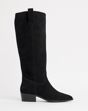 Yves Knee High Suede Cowboy Boots Extra Wide EEE Fit Curvy Calf