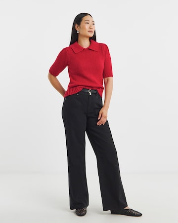 Red Fluffy Collar Jumper