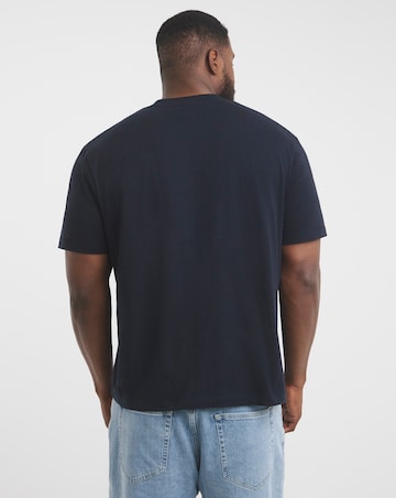 Linen Blend Relaxed Fit T-Shirt- Navy