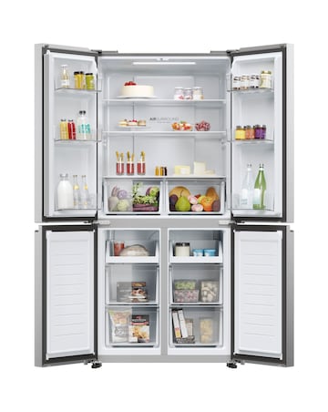 Haier Cube 83 Series 3 HCR3818ENMG American Fridge Freezer Silver + Install