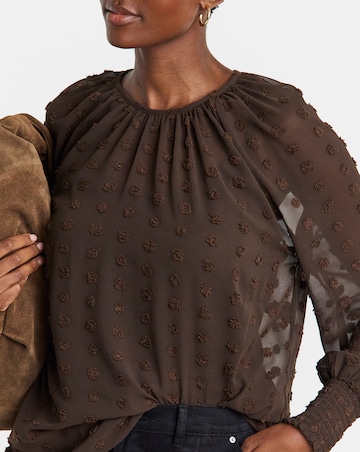 Dobby Raglan Sleeve Blouse