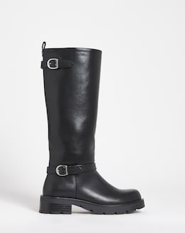 Sonny Knee High Biker Boots - Wide Fit (E) &amp; Curvy Calf