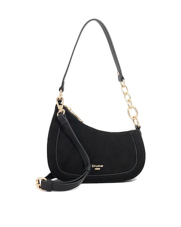Dune Direction Real Suede Asymmetric Chain Detail Shoulder Bag