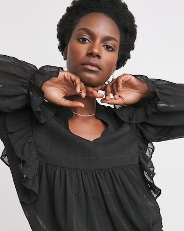 Check Frill Detail Blouse