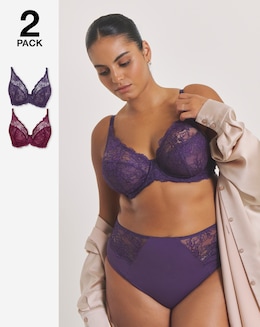 Pretty Secrets (2 Pack) New Ella Wired Full Cup Bras (C-J) Fig/Cherry