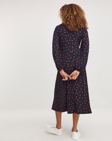 Jersey Twist Knot V-Neck Midi Tea Dress