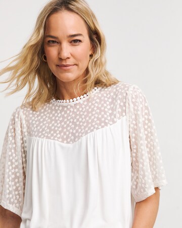 White Lace Panel Angel Sleeve Top