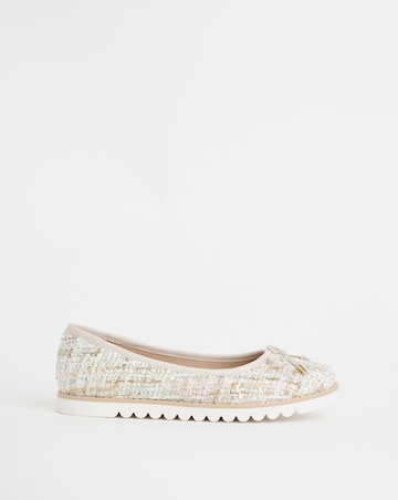 Cushion Walk Natural Boucle Ballerina-Wide Fit (E)