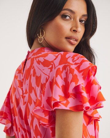 Joanna Hope Printed Tie Neck Midi Dress