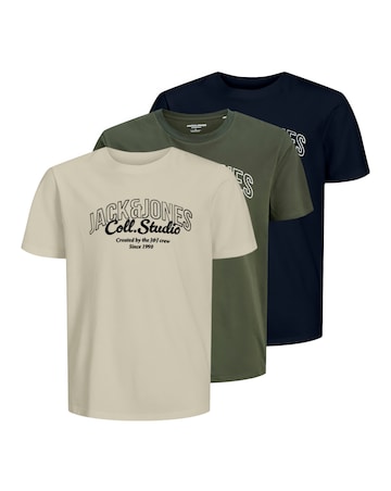 Jack & Jones Makoto Logo T-Shirt 3 Pack - Multi
