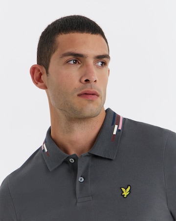 Lyle & Scott Short Sleeve Striped Tipped Polo - Gunmetal