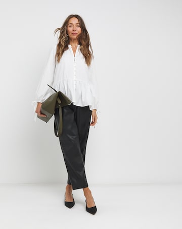 Womens Frill Detail Smock Blouse - Ivory