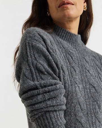 Charcoal Cable Knitted Jumper Dress