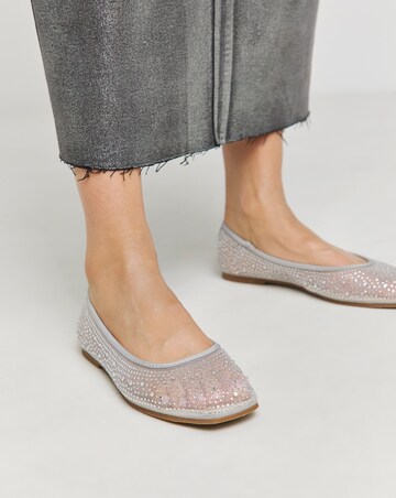 Luminous Embellished Mesh Ballet Flats Extra Wide EEE Fit